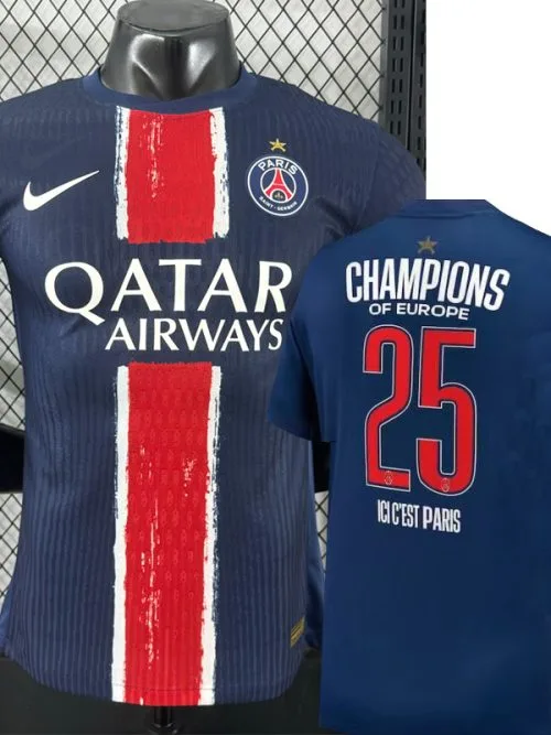 24-25 PSG Home Champions Of Europe 25 ICI  C'EST Paris Player Version Soccer Jersey