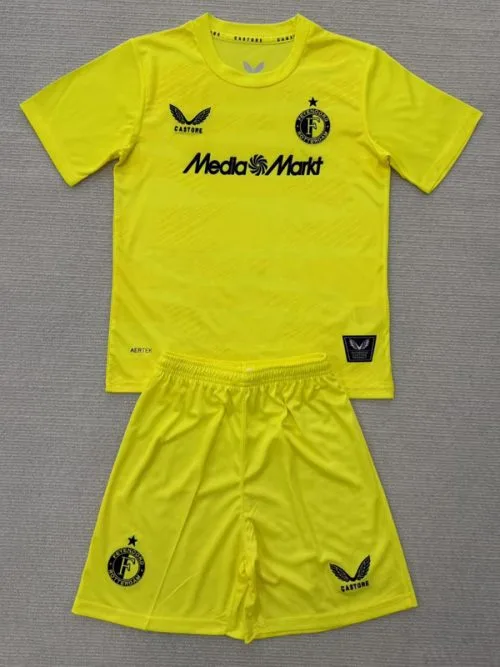 25-26 Feyenoord Yellow Goalkeeper Kids Soccer Jersey