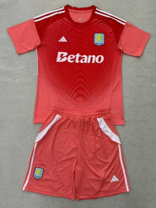 25-26 Aston Villa Orange Goalkeeper Kids Soccer Jersey