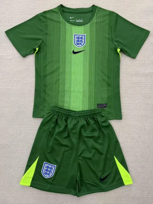 2025 England Green Goalkeeper Kids Soccer Jersey