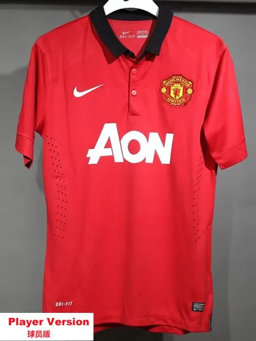 2013-2014 Man Utd Home Player Version  Retro Soccer Jersey