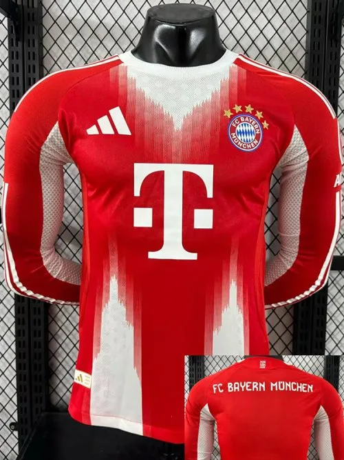 25-26 Bayern Home Long Sleeve Player Version Soccer Jersey