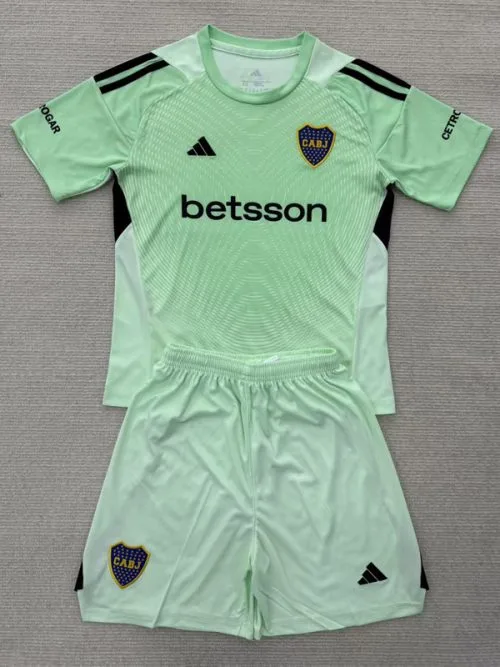 25-26 Boca Juniors Green GoalKeeper Kids Soccer Jersey
