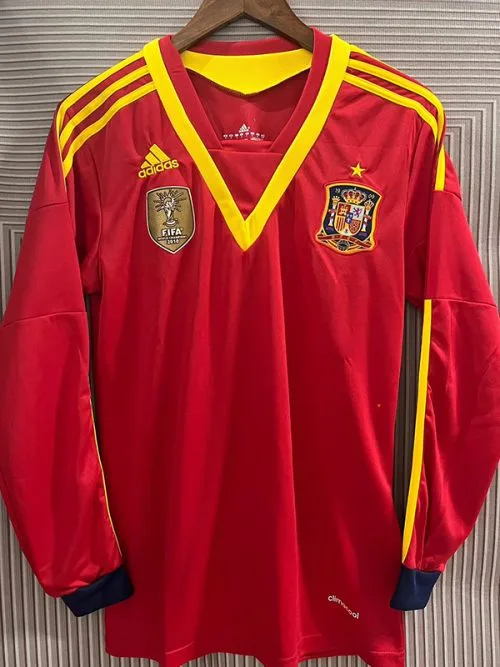 2013-2014 Spain Home Long Sleeve Retro Soccer Jersey
