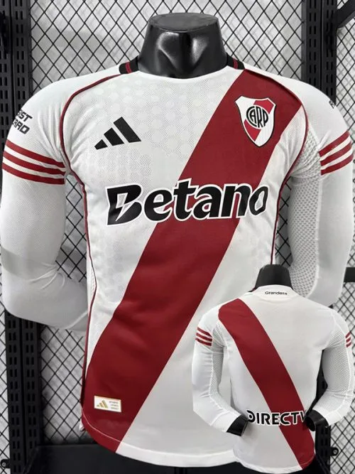 25-26 River Plate Home Long Sleeve Player Version Soccer Jersey