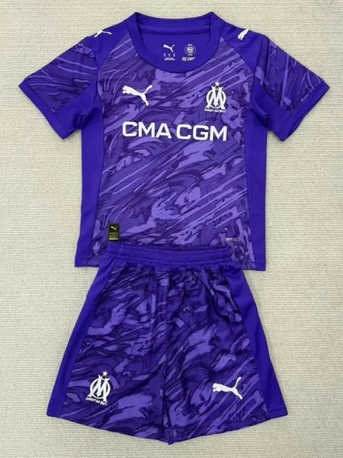 25-26 Marseille Purple Goalkeeper Kids Soccer Jersey