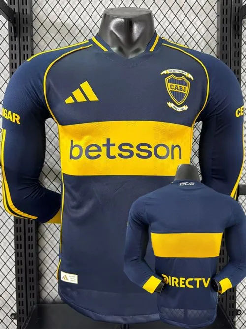 25-26 Boca Juniors Home Long Sleeve Player Version Soccer Jersey