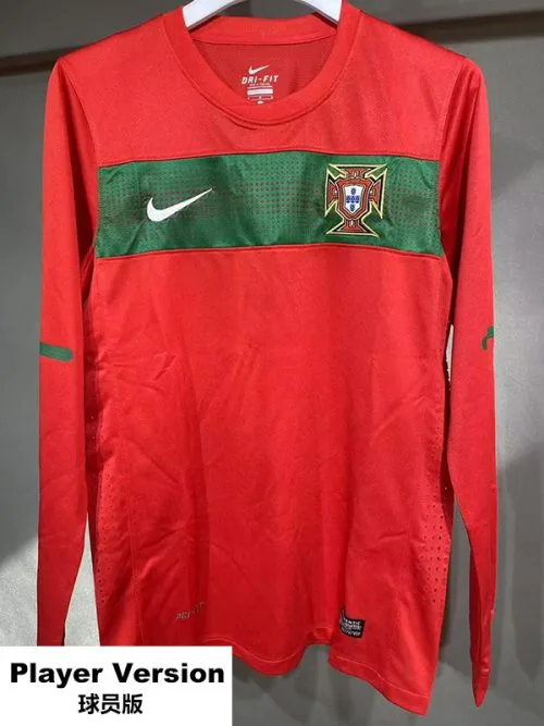 2010 Portugal Home Player Version  Long Sleeve Retro Soccer Jersey