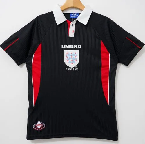 1998 England Black Retro Soccer Jersey