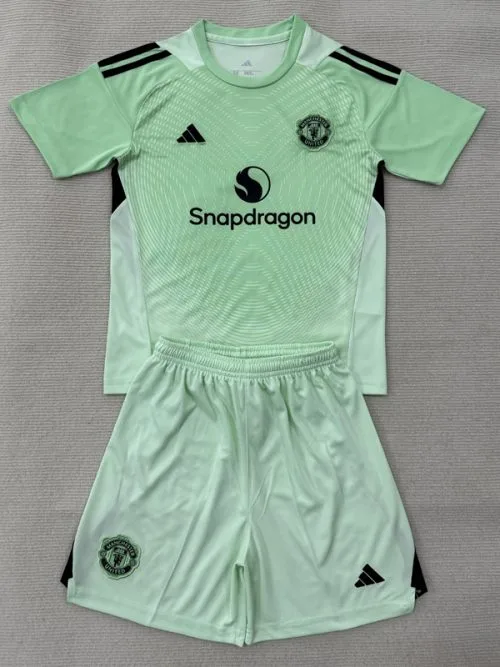 25-26 Man Utd Light Green GoalKeeper Kids Soccer Jersey