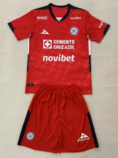 25-26 Cruz Azul Red GoalKeeper Kids Soccer Jersey