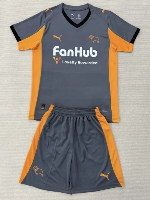 25-26 Derby County Away Kids Soccer Jersey