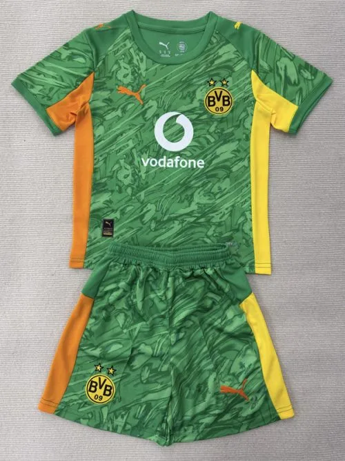 25-26 Dortmund Green Goalkeeper Kids Soccer Jersey