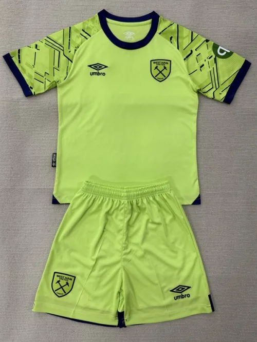 25-26 West Ham Green Goalkeeper Kids Soccer Jersey