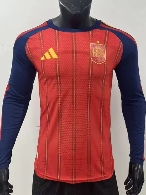 26-27 Spain Home Long Sleeve Player Version Soccer Jersey