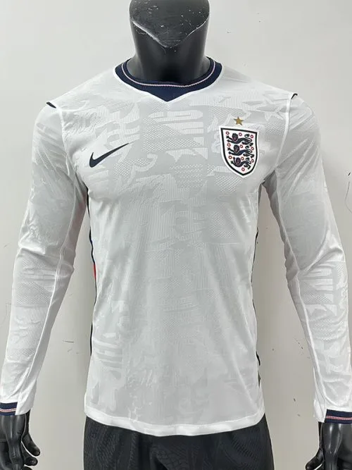 26-27 England Home Long Sleeve Player Version Soccer Jersey