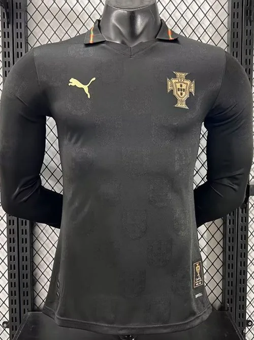 25-26 Portugal Black Special Edition Long Sleeve Player Version Soccer Jersey
